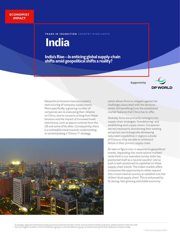 India: A Rising Hub for Supply Chains | PDF | Supply Chain | Trade ...