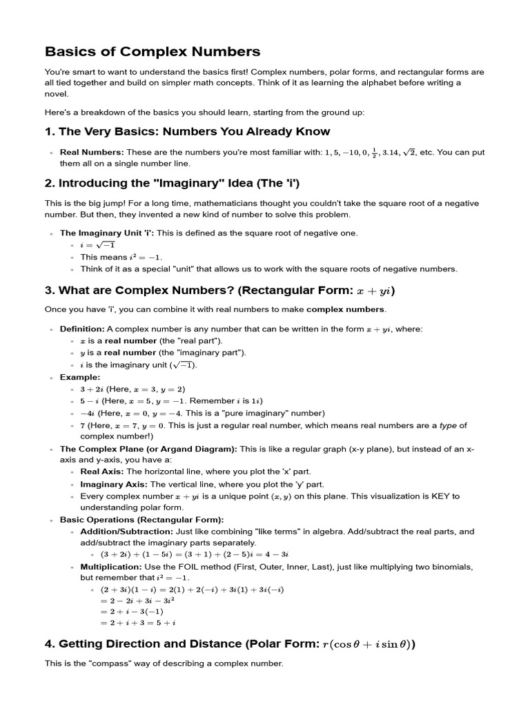 Introduction to Complex Numbers | PDF | Complex Number | Numbers