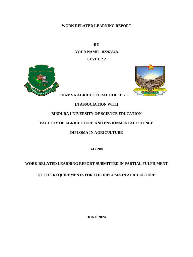 Work Learning Report: Shamva College | PDF