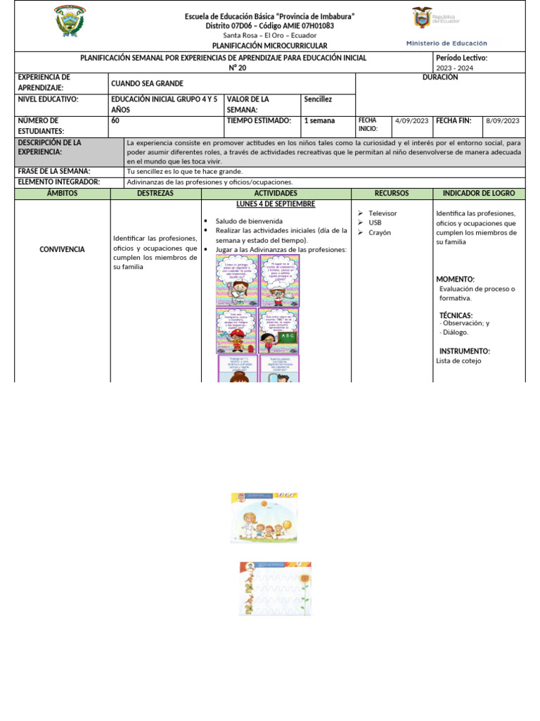 PLAN-inicial 20 | PDF | Educación de la primera infancia | Cognición