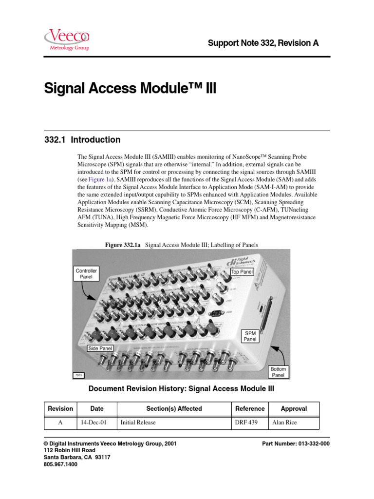 Support Note 332 Signal Access Module III-A (013-332-000) | PDF
