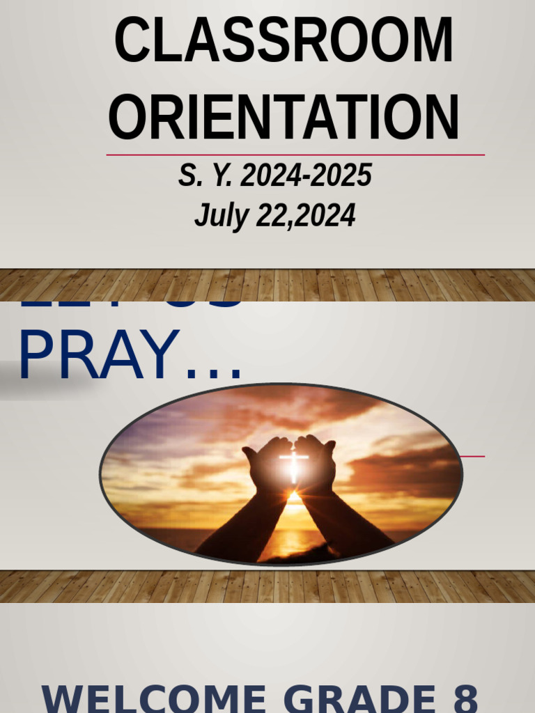 Class Orientation 2024 2025 Pdf