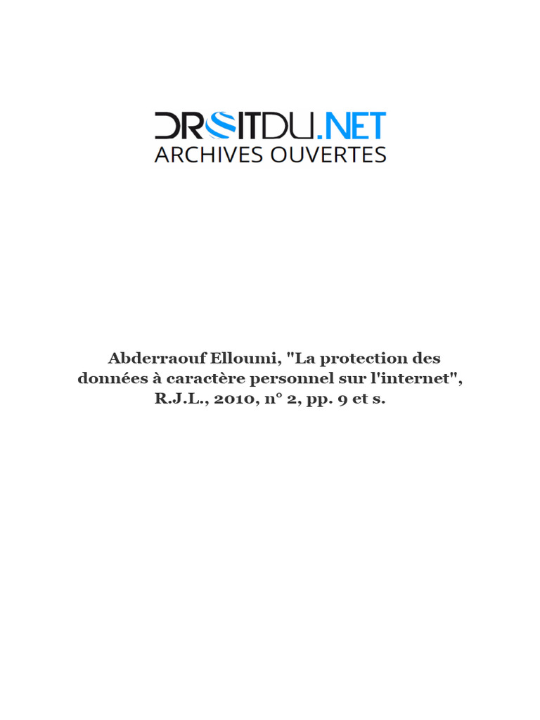 Protection des données personnelles en ligne | PDF | Loi | l'Internet