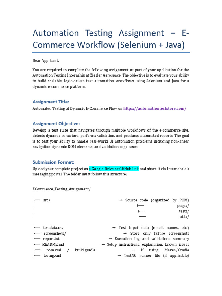 E-Commerce Automation Testing Assignment | PDF | Selenium (Software ...
