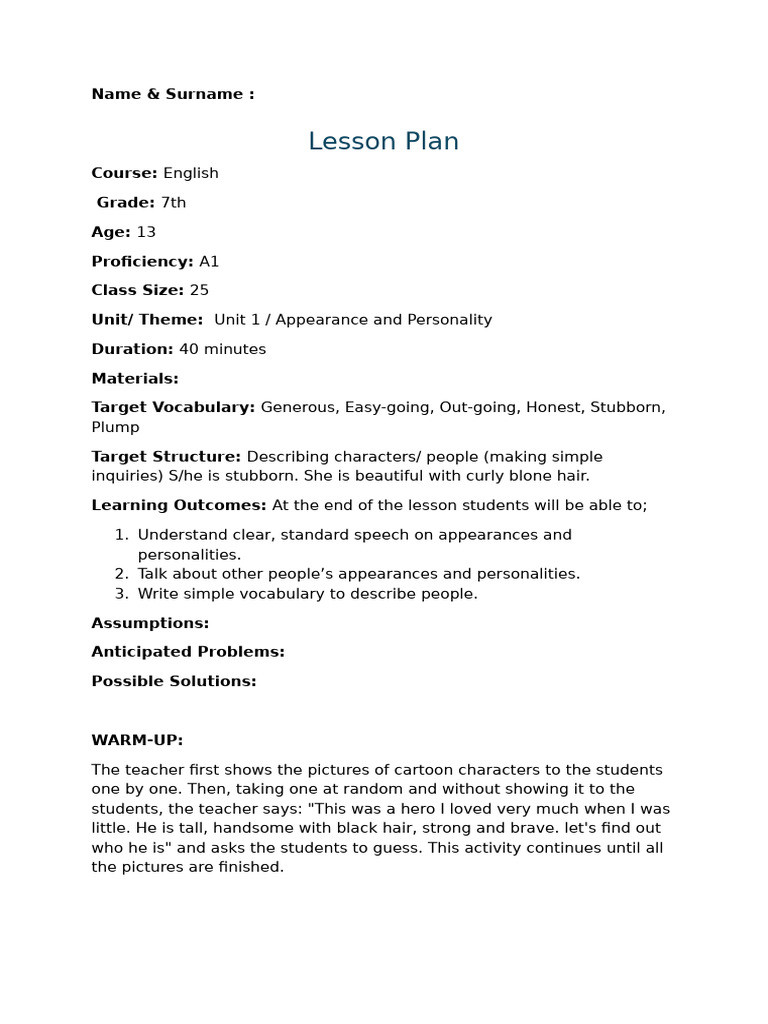 Listening Lesson Plan | PDF | Learning | Human Communication
