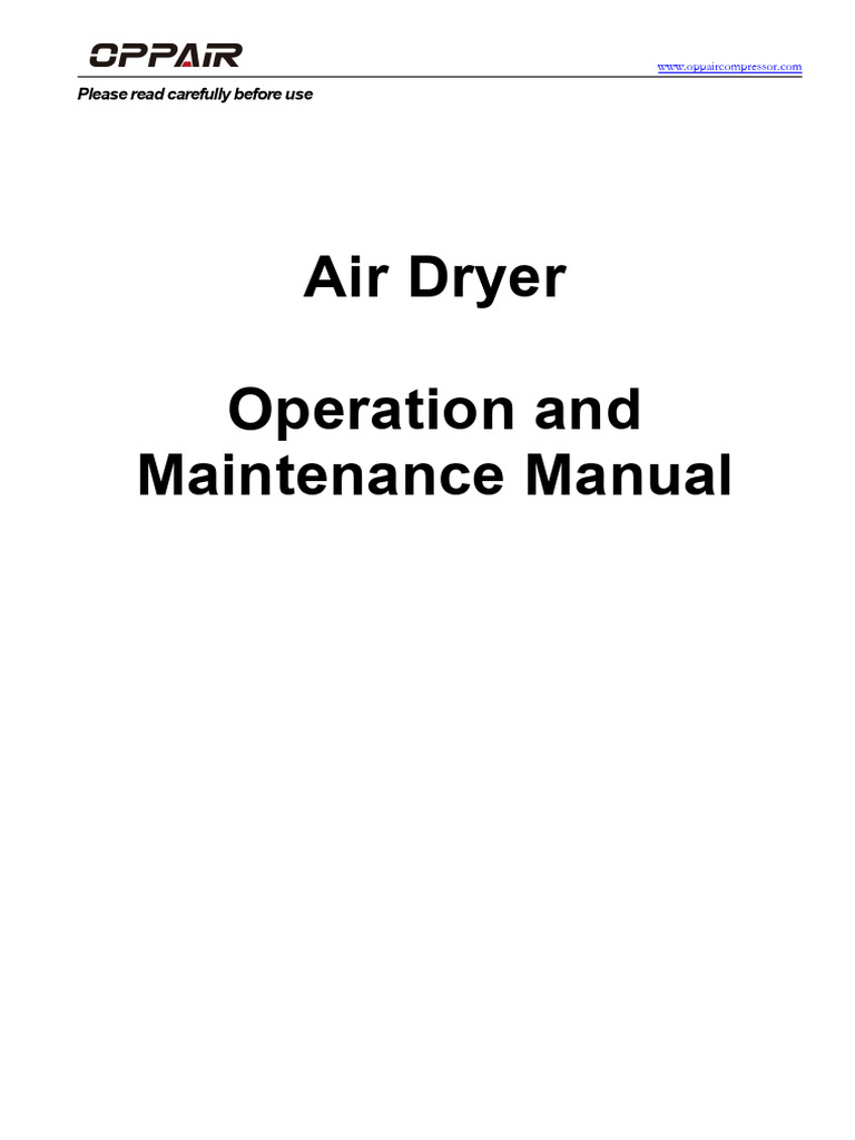 Air Dryer Operation & Maintenance Guide | PDF | Clothes Dryer | Valve