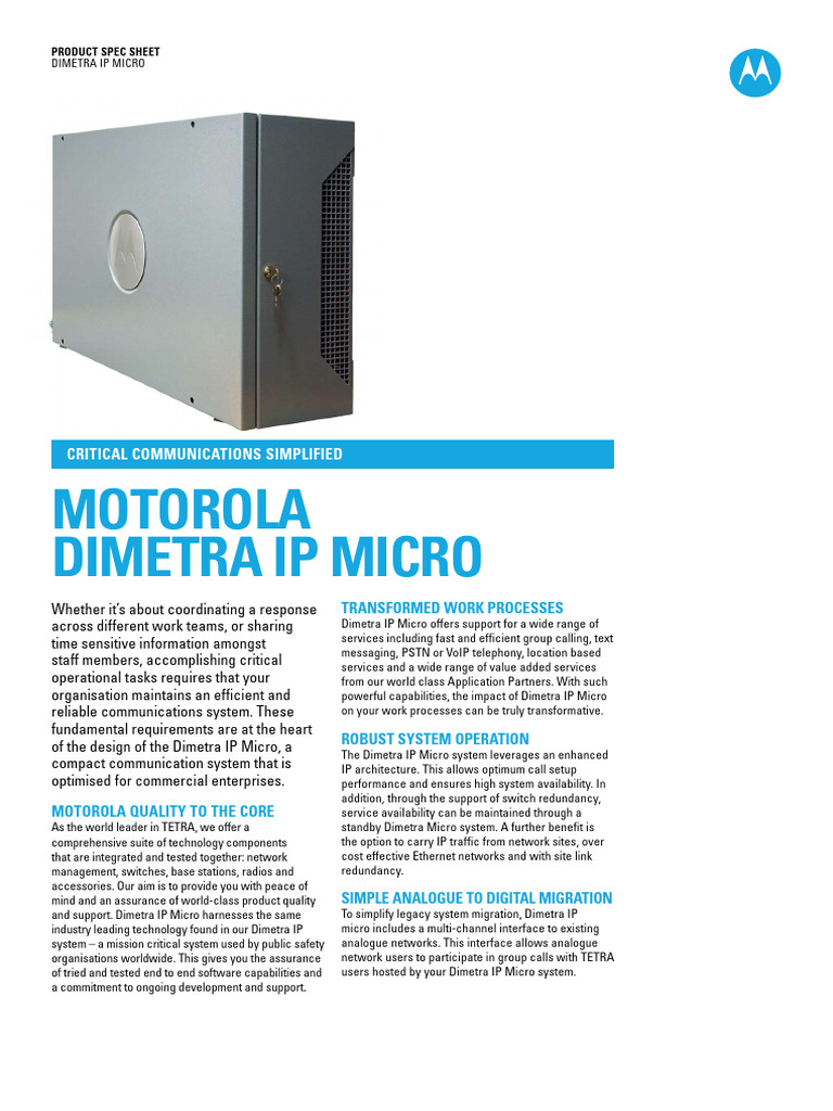 Dimetra IP Micro Product Overview | PDF | Computer Network | Internet ...