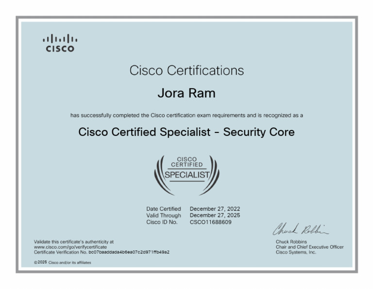 Cisco Certified Specialist - Security Core Certificate | PDF