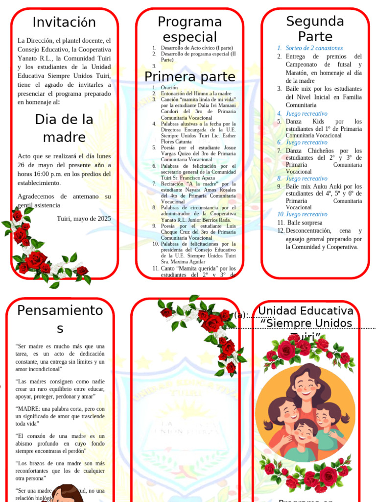 Programa Homenaje Día de la Madre 2025 | PDF