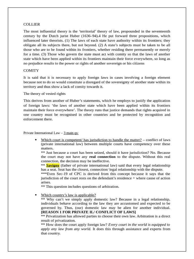 ACBDR Notes | PDF | Domicile (Law) | Comity