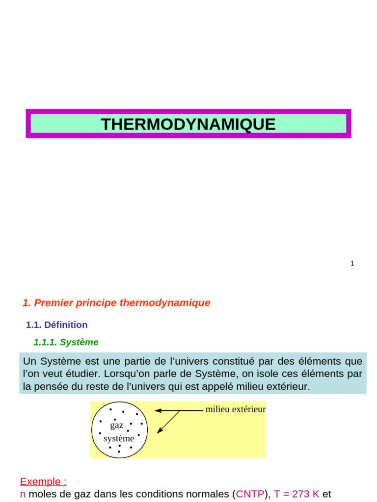 Premier principe de la thermodynamique | PDF | Thermodynamique | Physique