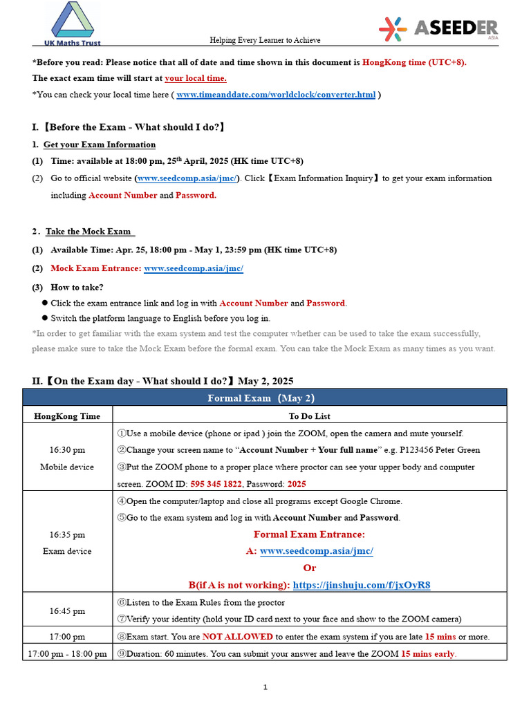 JMC Exam Schedule and Guidelines 2025 | PDF | Laptop | Computing