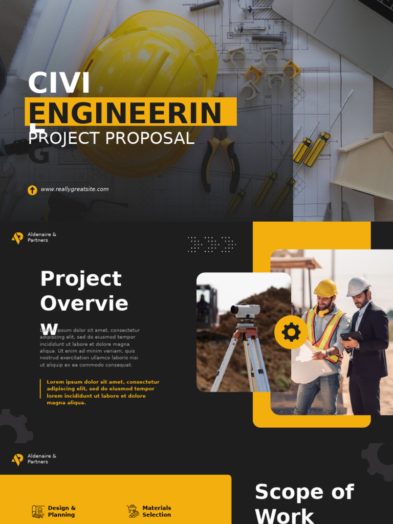 Yellow and Black Clean Modern Civil Engineering Project Proposal ...