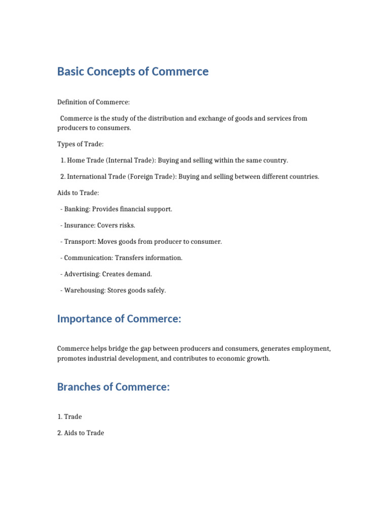 Fundamentals of Commerce Explained | PDF