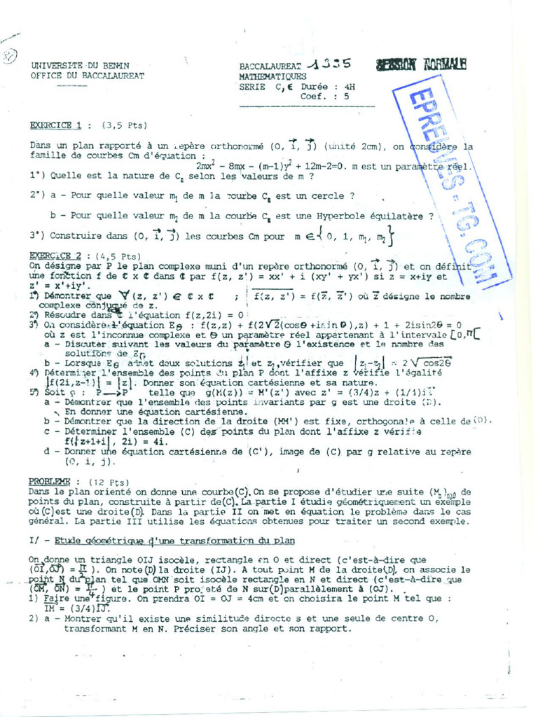 Bac C e Math 1995 | PDF