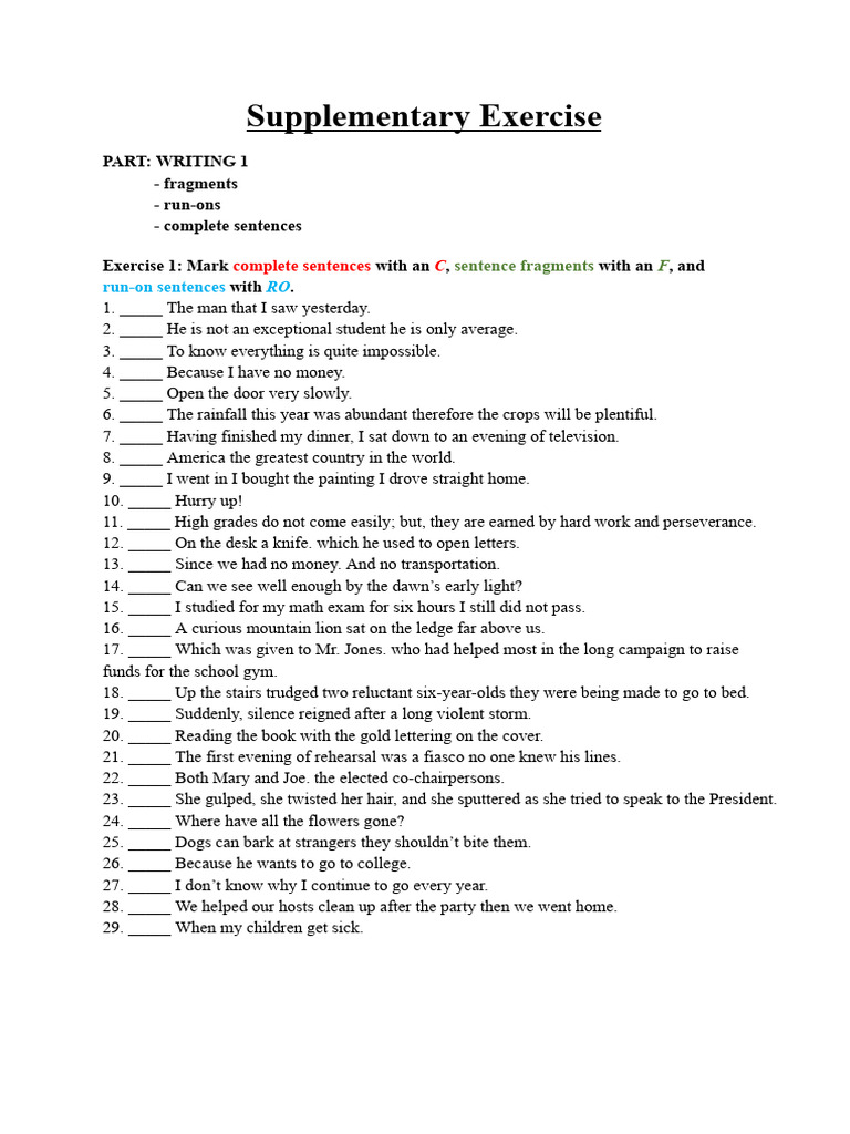 Writing - Supplementary Exercise | PDF