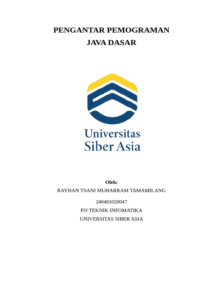 Dasar Pemrograman Java untuk Pemula | PDF