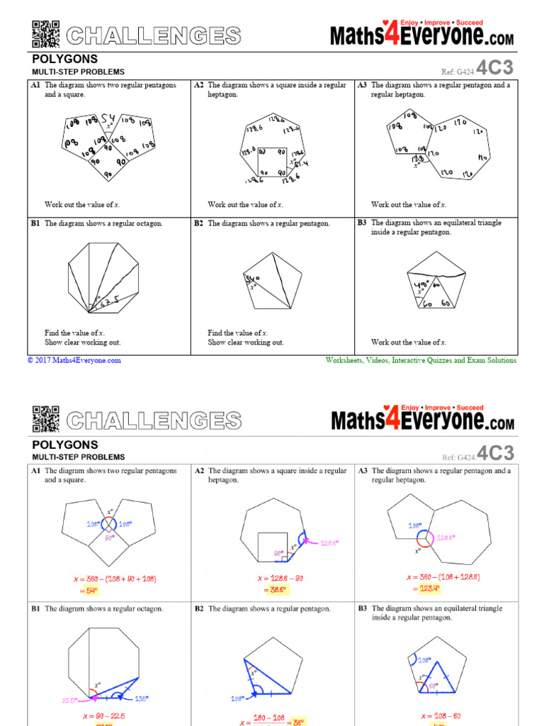 Polygon Multi-Step Problems Worksheets | PDF | Polytopes | Convex Geometry