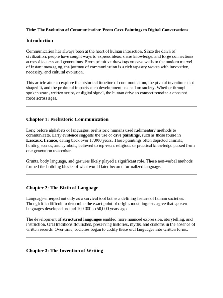 Evolution of Communication History | PDF | Communication | Writing
