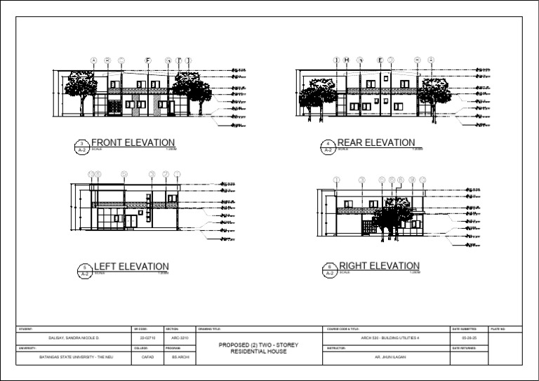 Front Elevation Rear Elevation: Proposed (2) Two - Storey Residential ...