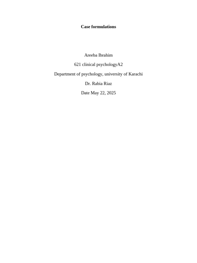 Case Formulations in Clinical Psychology | PDF