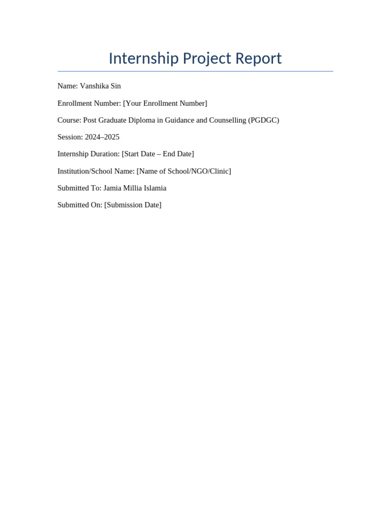 PGDGC Complete Internship Project 50 Pages | PDF | Psychology | Empathy