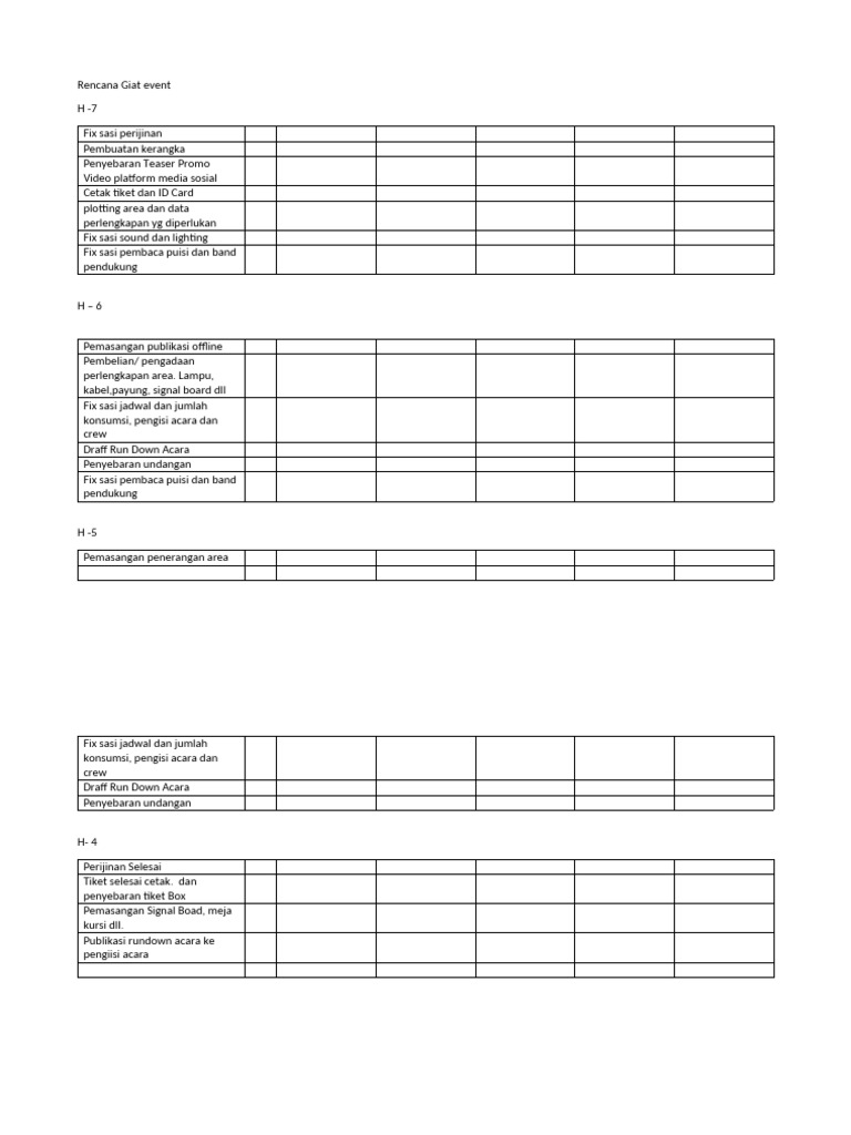 Rencana Persiapan Event dan Perijinan | PDF