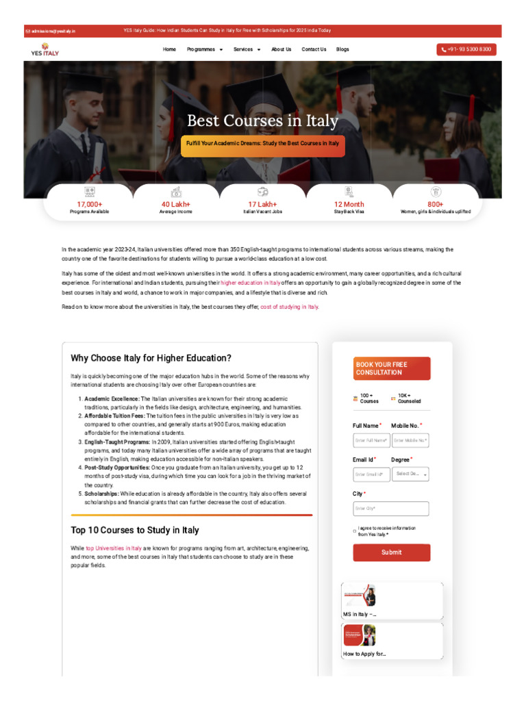 Top Courses in Italy For International Students | PDF | University ...