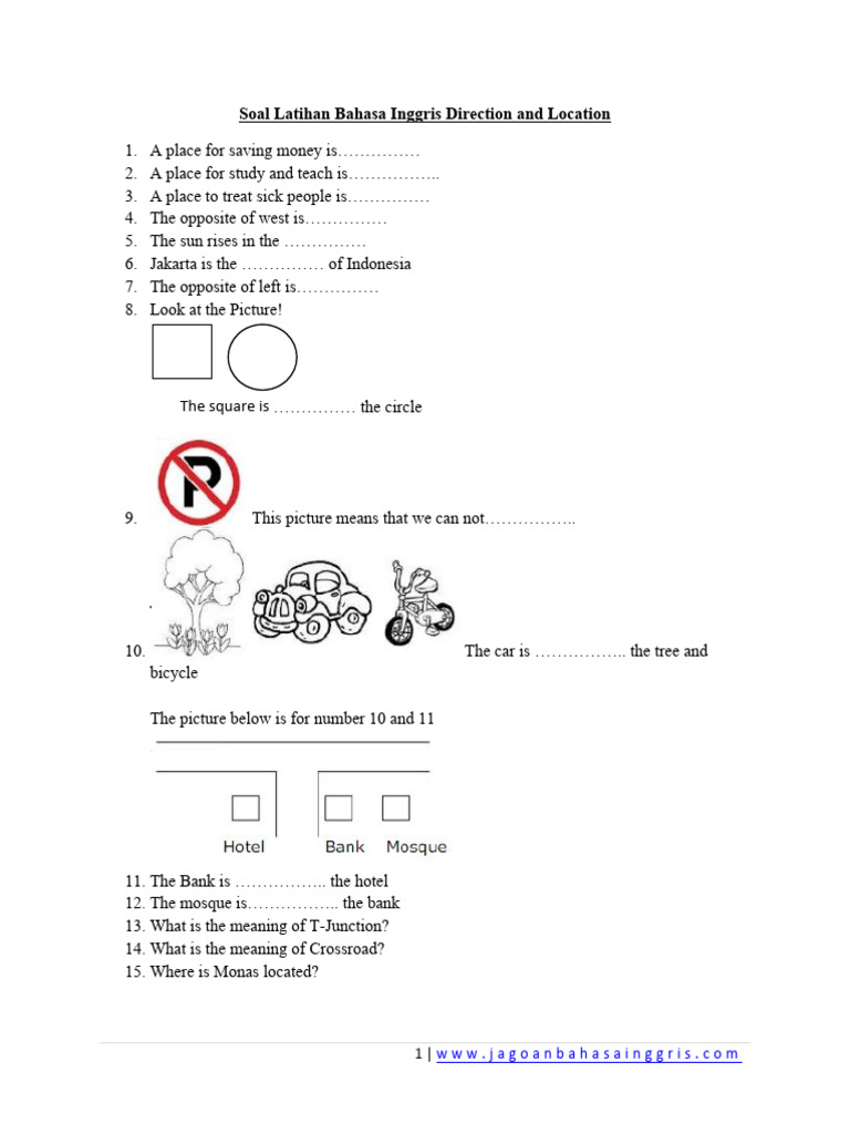 English Direction and Location Exercises | PDF