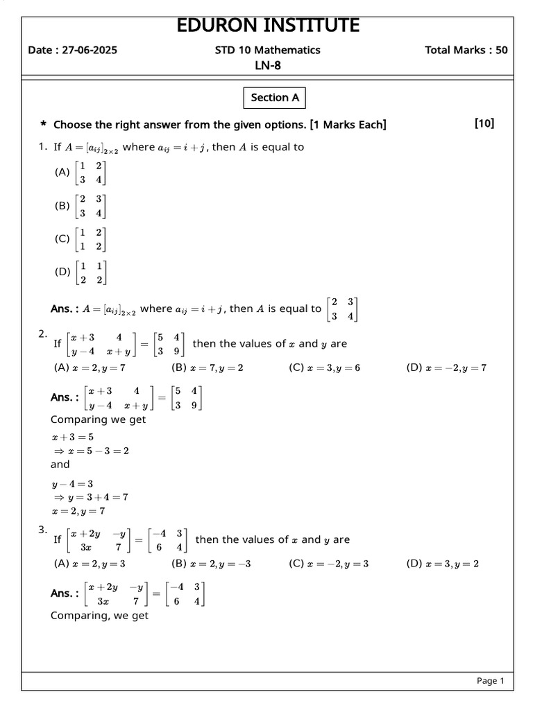 10th Grade Mathematics Exam Questions | PDF | Algebra | Mathematics