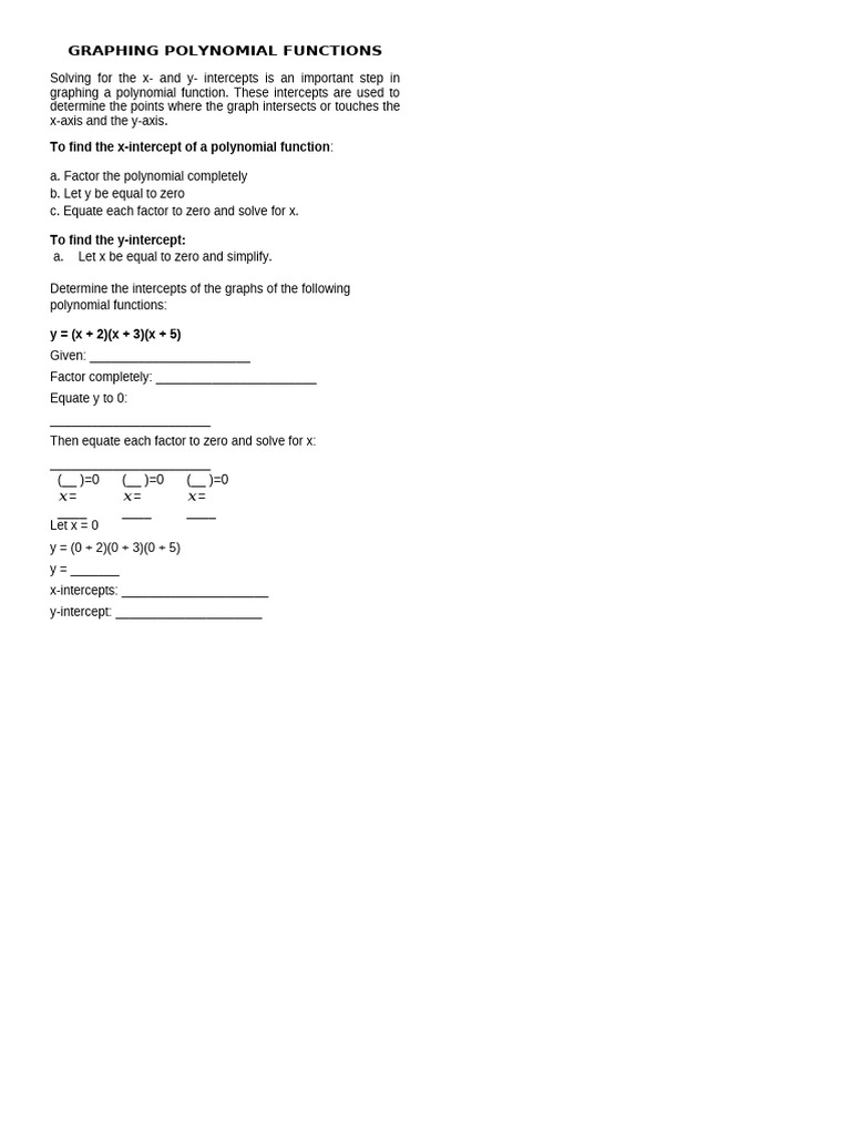 Graphing Polynomial Functions - Lecture Notes | PDF