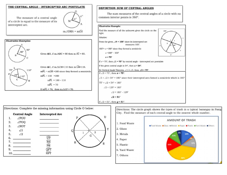 Lecture Notes - Circle and Its Central Angles | PDF
