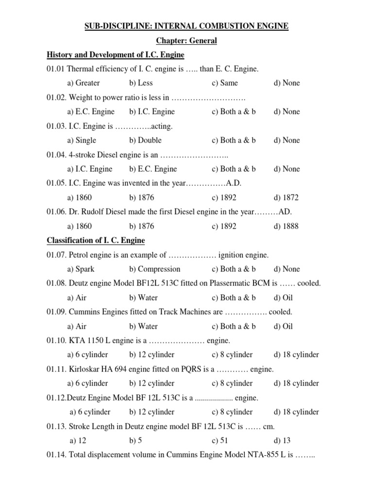 Internal Combustion Engine Overview | PDF | Diesel Engine | Internal ...
