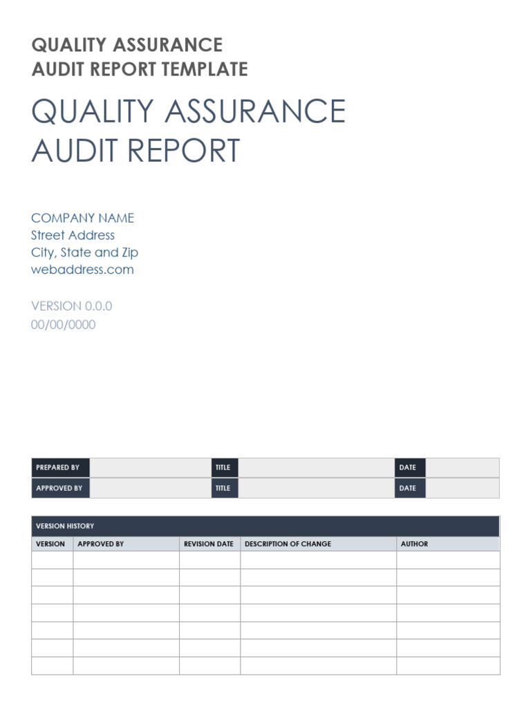 Quality Assurance Audit Report Template | PDF