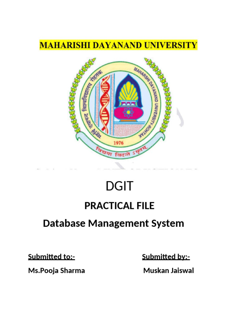 DGIT Database Management Practical File | PDF