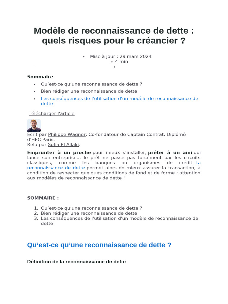 Modèle de reconnaissance de dette sécurisé | PDF | Dettes | Débiteur