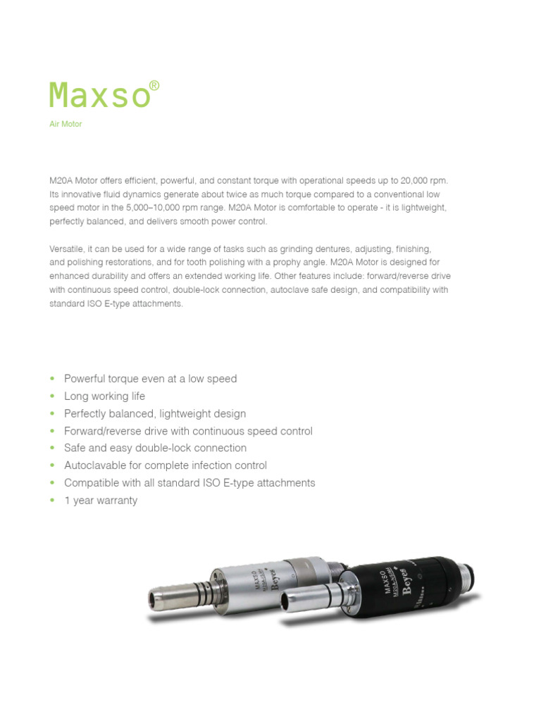 Maxso M20A Air Motor Specifications | PDF