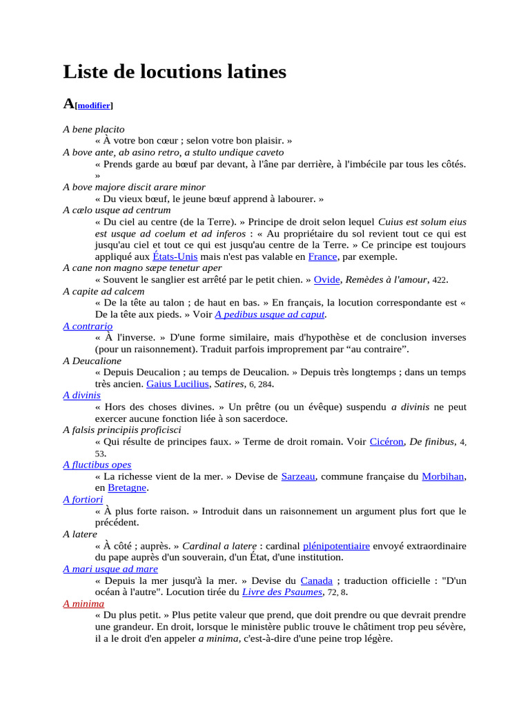 Locutions latines courantes et significations | PDF | Argumentation ...