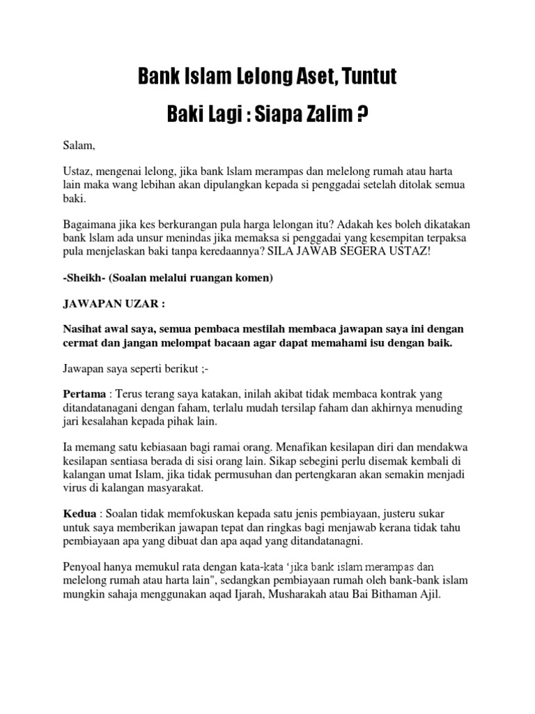 Bank Islam Lelong Aset Pdf