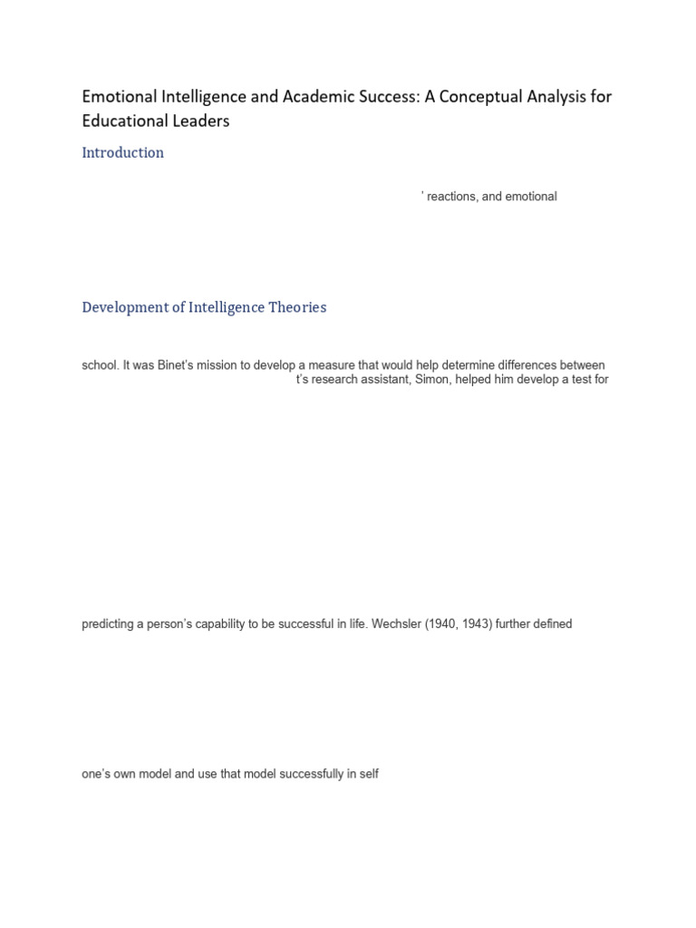 Emotional Intelligence and Academic Success A Conc | PDF | Emotional ...