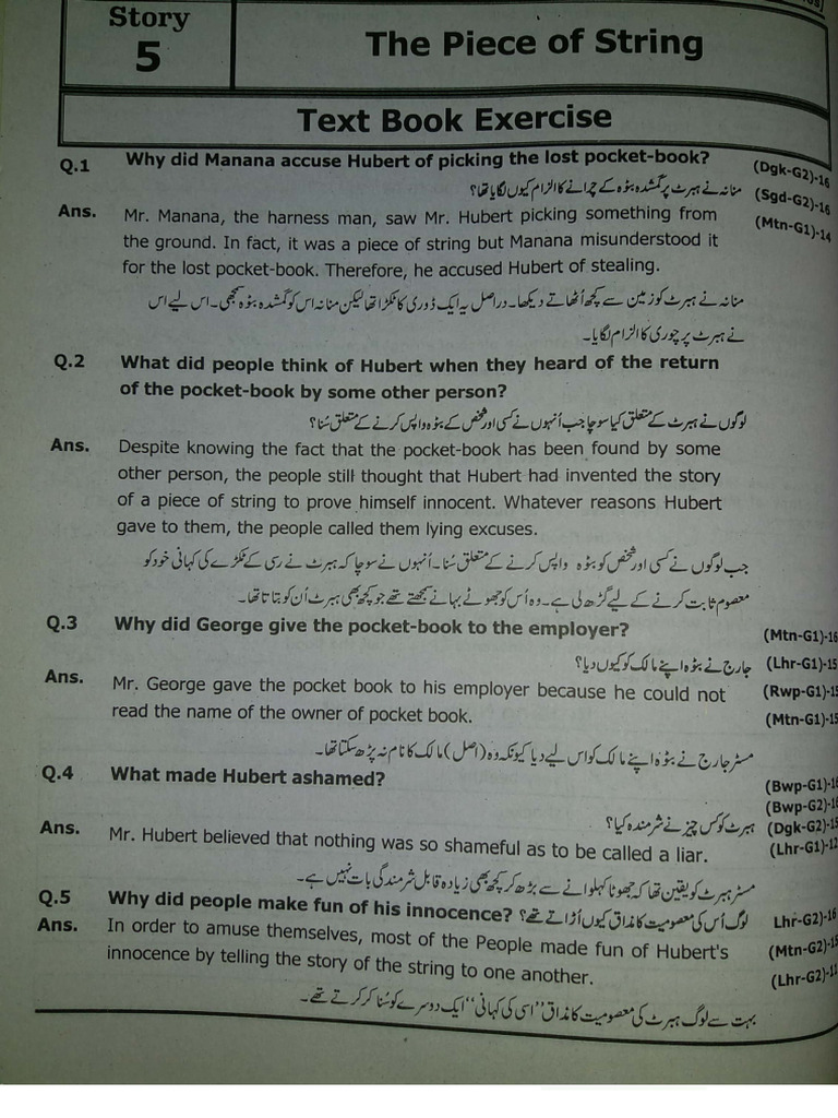 Chapter 5 English Notes 11th Class Short | PDF