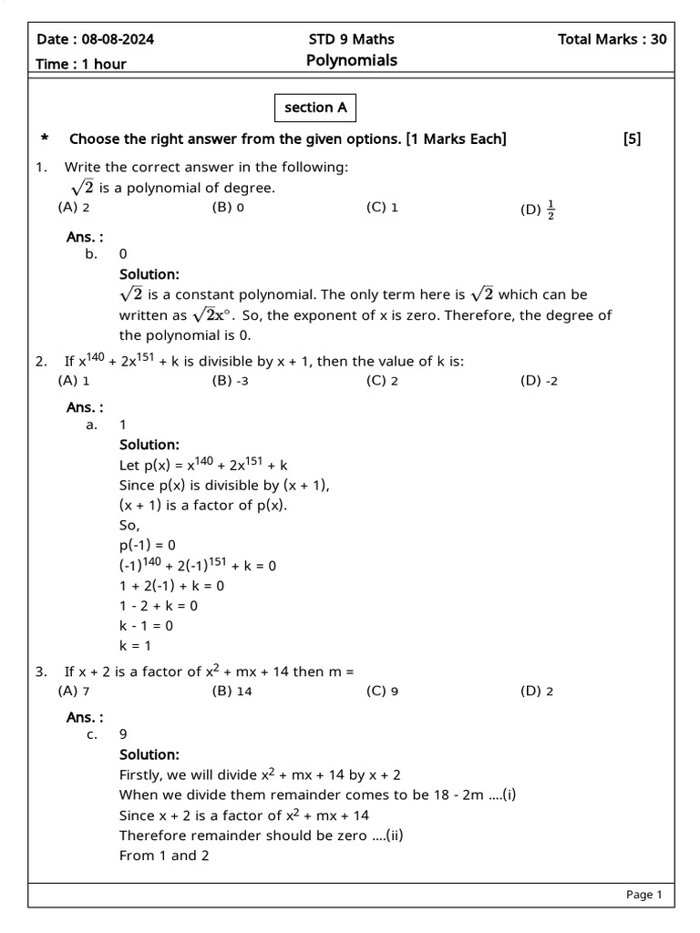 Factorization and Polynomial Solutions | PDF | Polynomial | Abstract ...