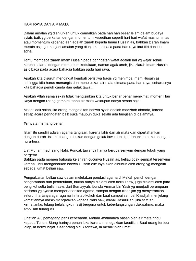 Ziarah Imam Husain: Air Mata di Hari Raya | PDF