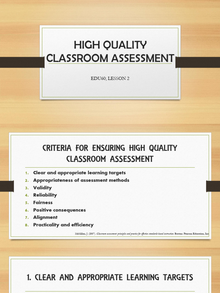 Edu60 High Quality Classroom Assessment Version 2 | PDF | Validity ...