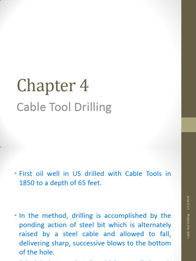 Cable Tool Drilling Techniques Explained | PDF | Drilling Rig | Oil Well