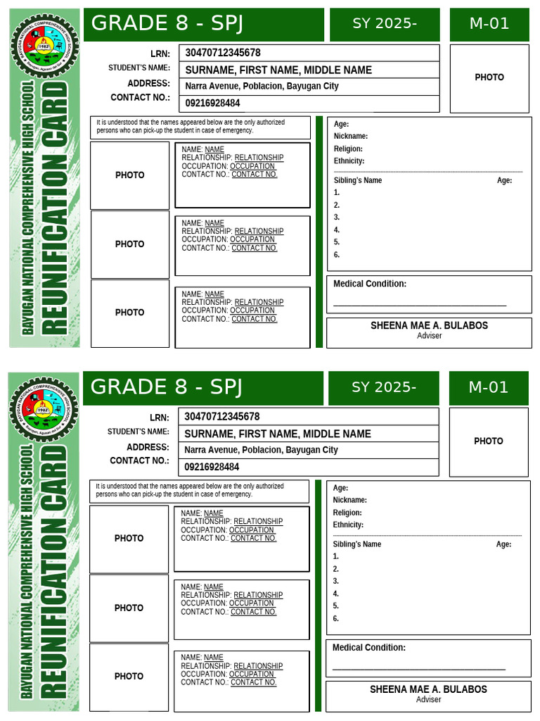 Reunification Form for Student Pickup | PDF | Chess Theory | Chess