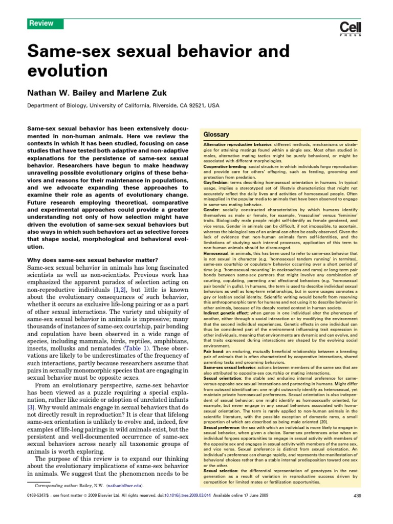 Evolution Same Sex Behavior | PDF | Social Science