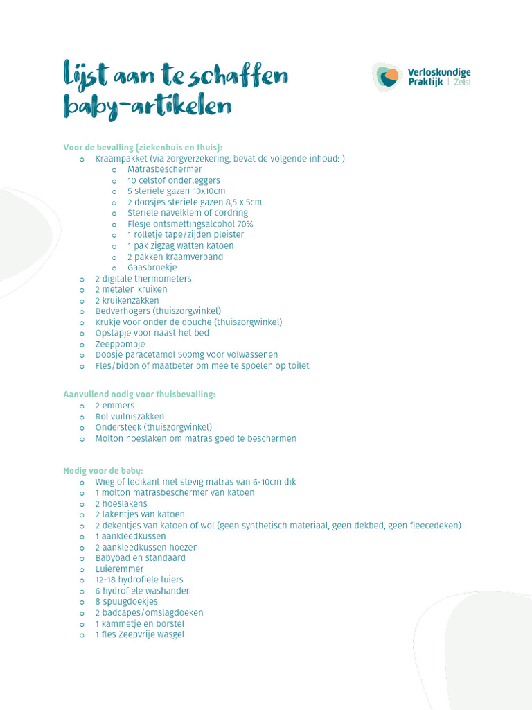 Baby Uitzetlijst | PDF