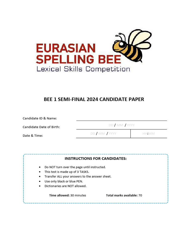 BEE 1 Semi-Final 2024 Candidate Paper | PDF