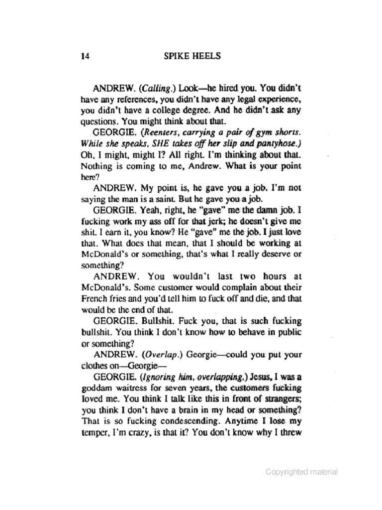 Spike Heels Theresa Rebeck Monologue PDF